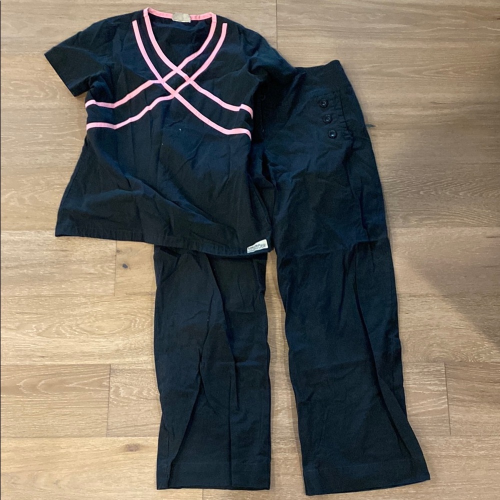 Black and Pink Scrub Set